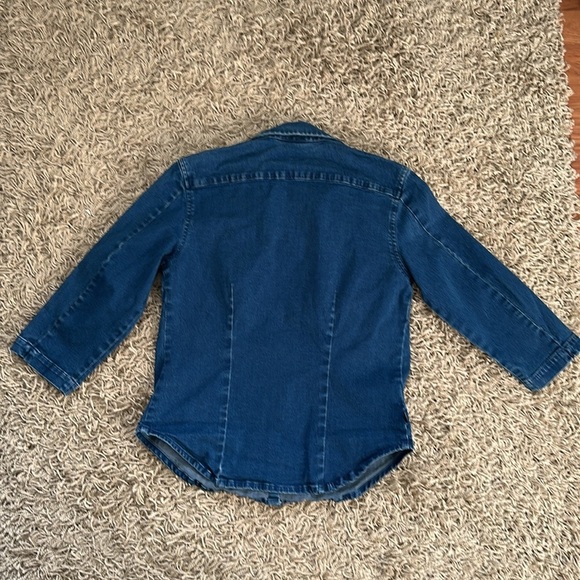 Women’s Vintage Ralph Lauren Collared Jean Snap Front Top Size 8 Petite - Picture 5 of 6